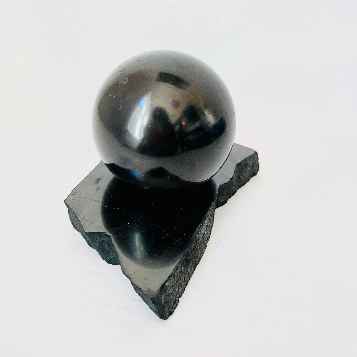 Shungite Sphere Engraved With Stand