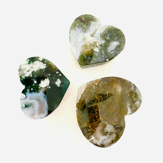Moss Agate Heart Gemstones